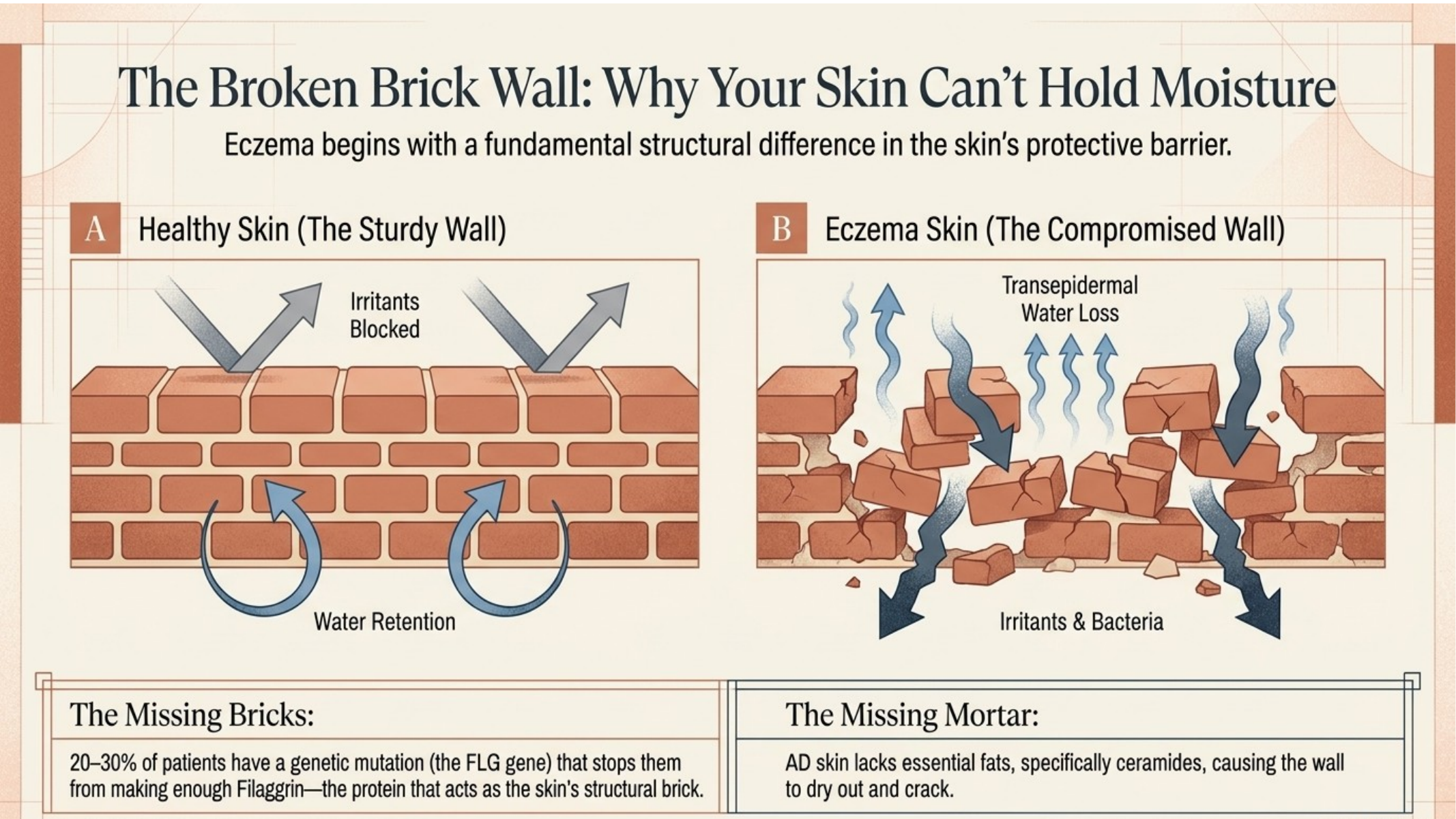 The weakened skin barrier in atopic dermatitis