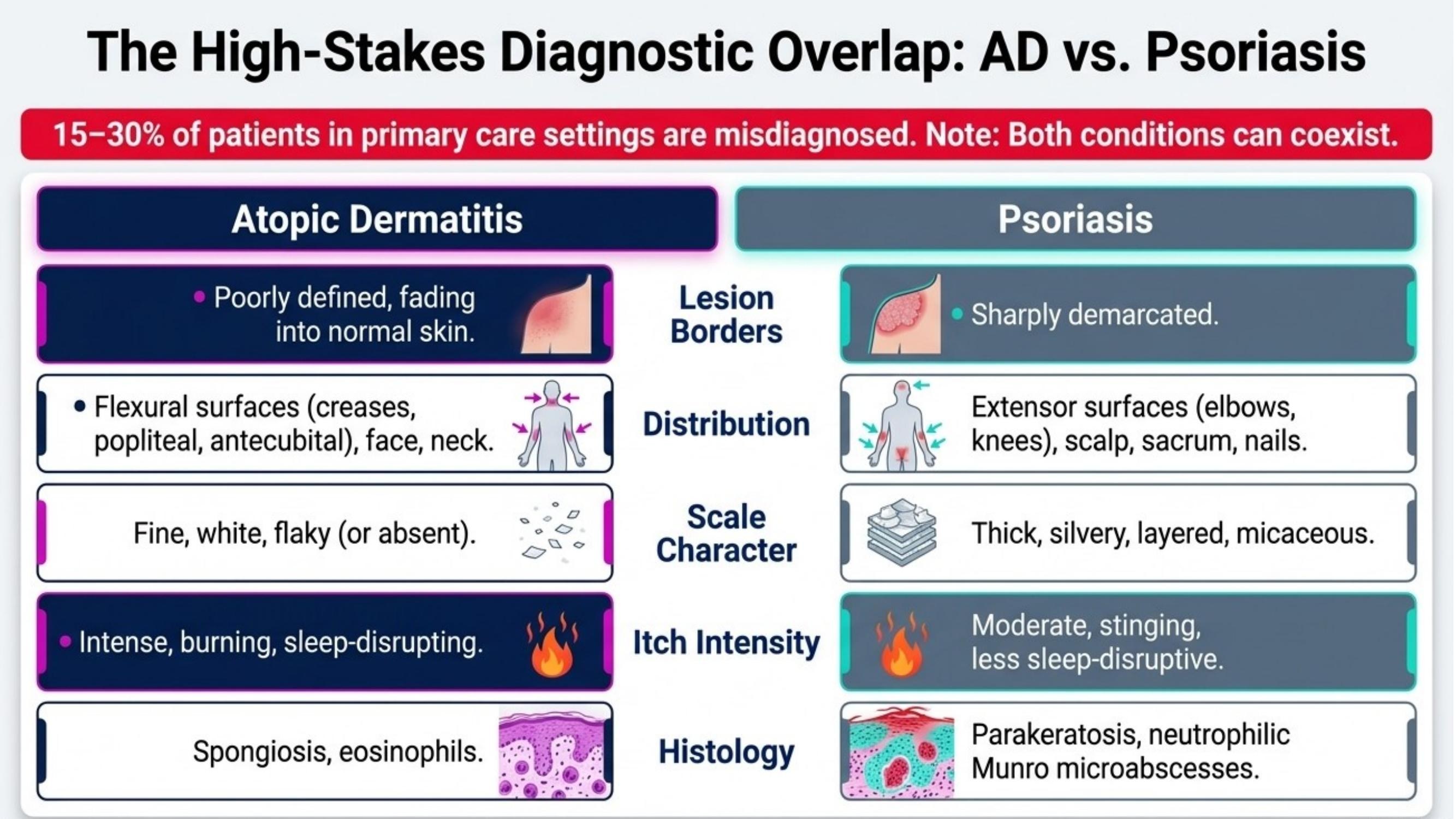 Differential diagnosis — atopic dermatitis versus psoriasis and other conditions