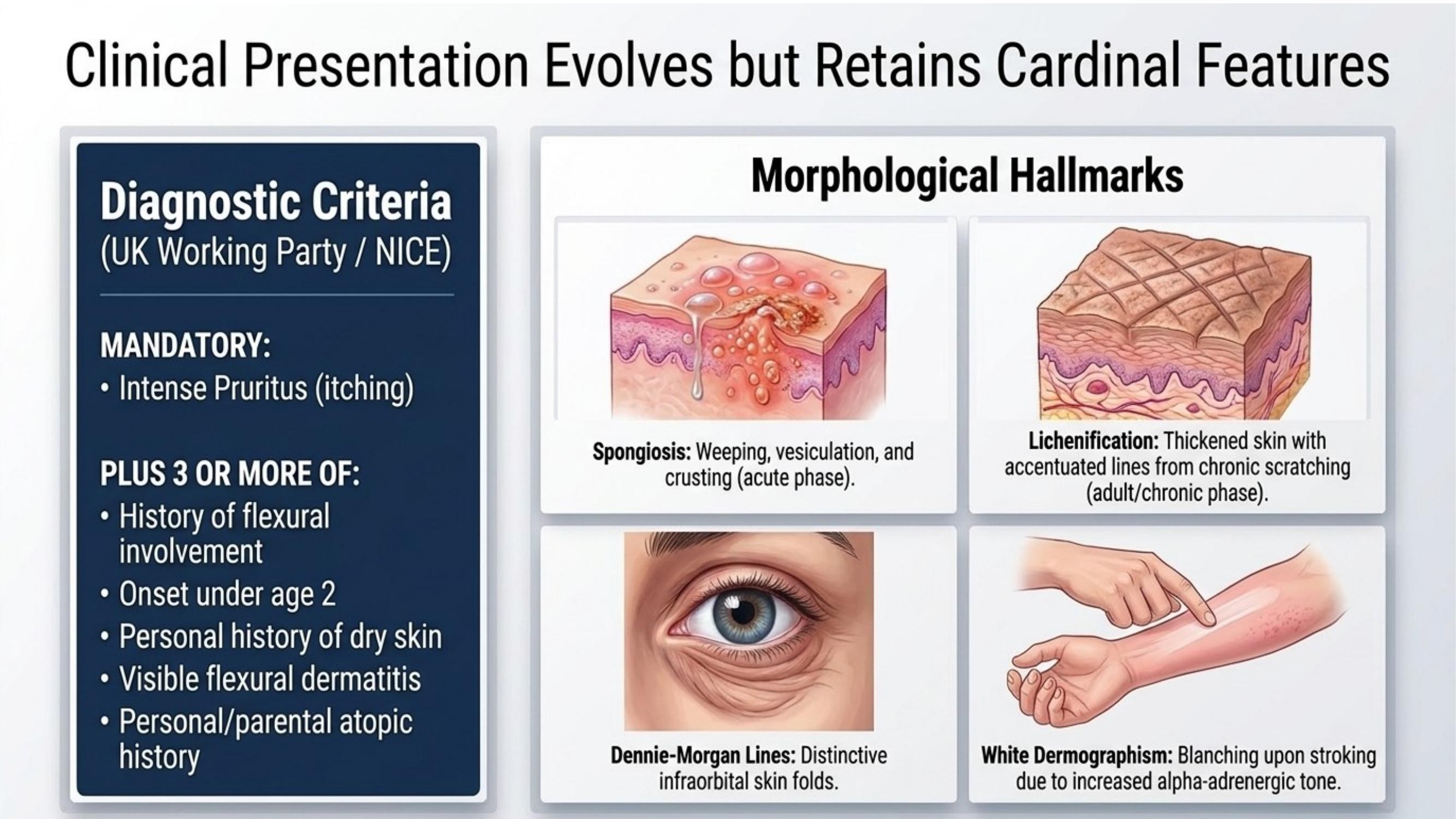 Diagnosis of atopic dermatitis — clinical criteria and assessment